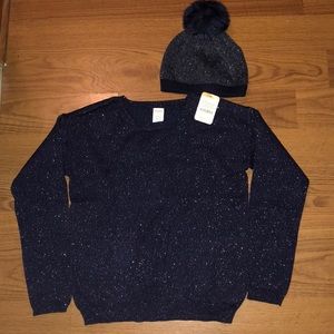 BNWT Gymboree Girls SWeater 10/12 Hat Set XS/S